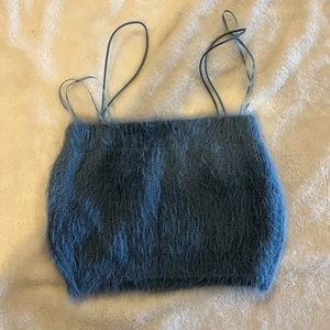 Blue zara fluffy crop top